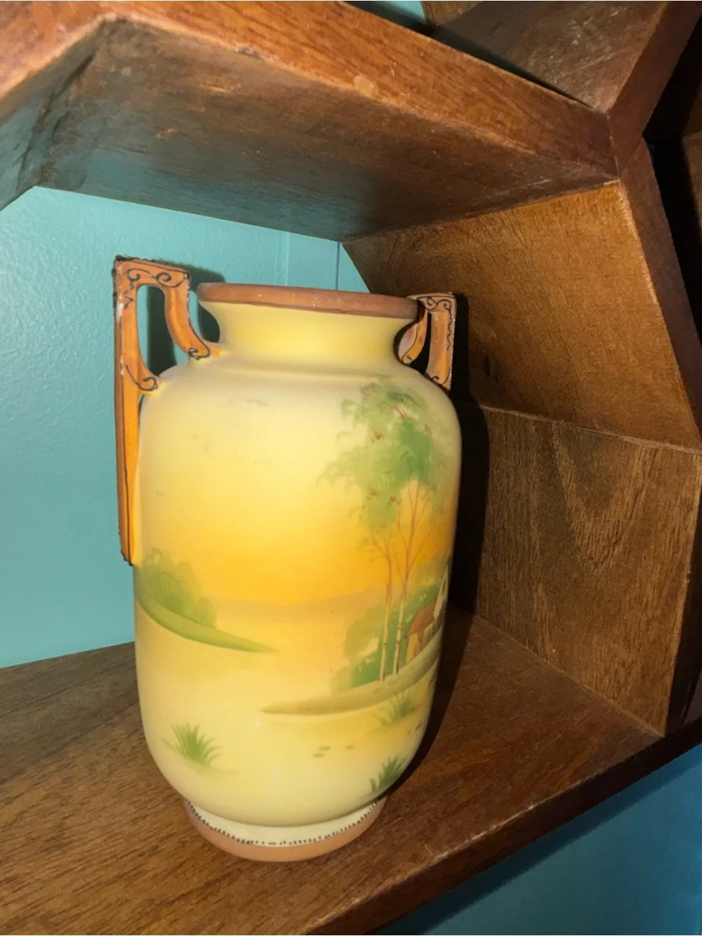 Antique Hand Painted Nippon Two-Handled Vase and free shipping